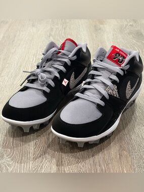Air Jordan Stadium 90 Low Football Cleats Mens 9.5 Black Cement Nike HQ0210-060
